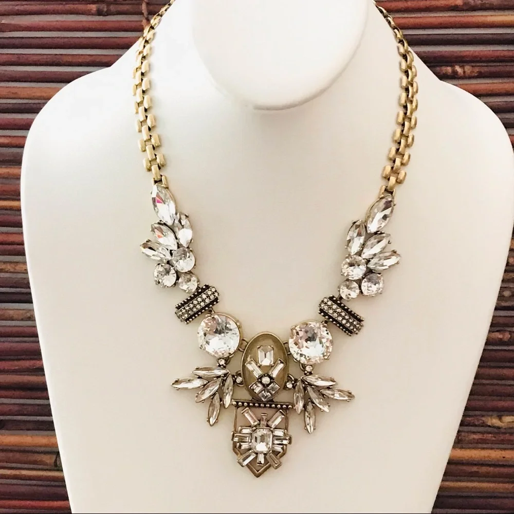 J Crew Rhinestone & Resin Stunner Statement Necklace